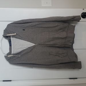 Ralph Lauren Polo XL Gray Full Zip Fleece Hooded Sweatshirt with front pockets